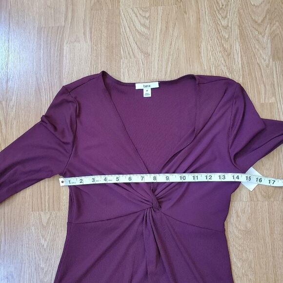 Bar III Twisted Front Thong Bodysuit size Medium in Black Currant. - NEW - Picture 8 of 12